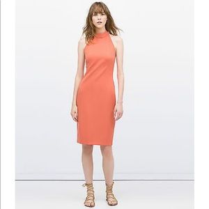 Zara orange halter midi dress